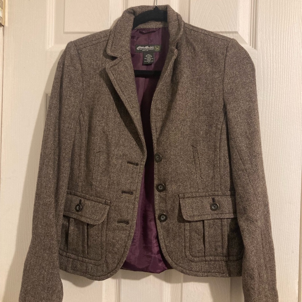 EDDIE BAUUER Brown Women's Blazer Size 2 80% Wool